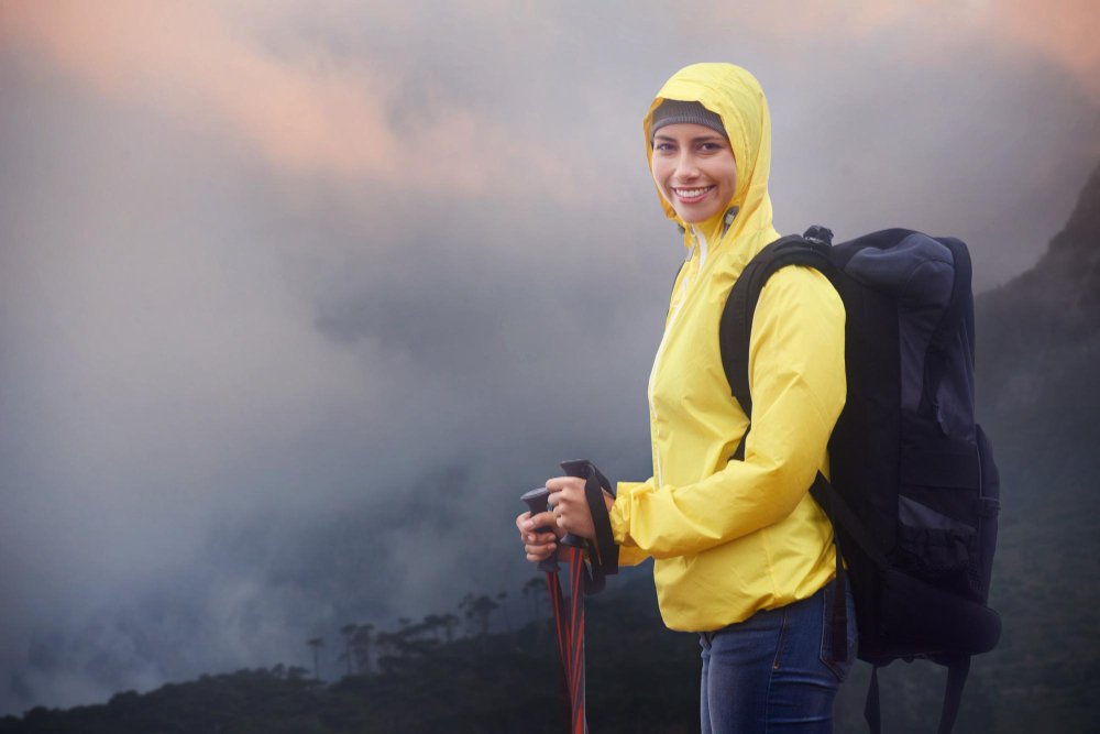 A solo female travelers hiking in a hill of nepal